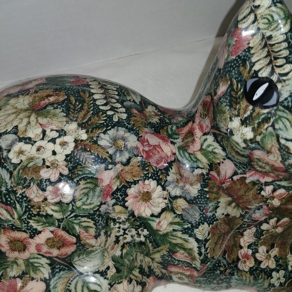 ✨️ SOLD ✨️Calico Capers Cat Figure FolkArt Green/Pink Floral - Picture 6 of 6